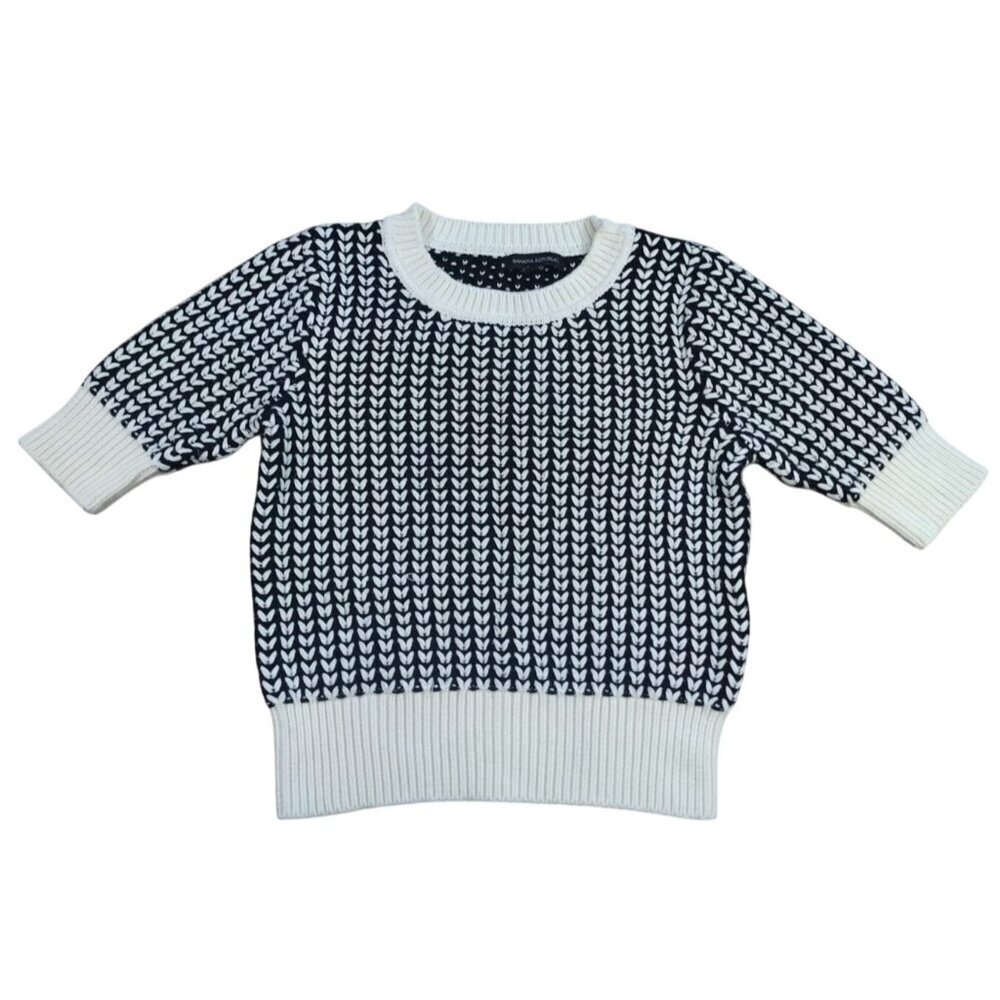 Banana Republic Black White Knit Sweater Short Sleeve Women M.